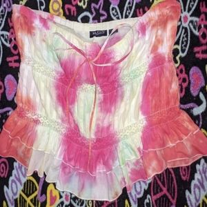 Y2K white layered skirt diy tye-dyed